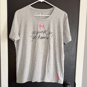Under Armour Heather Gray Tee with Pink Accents
